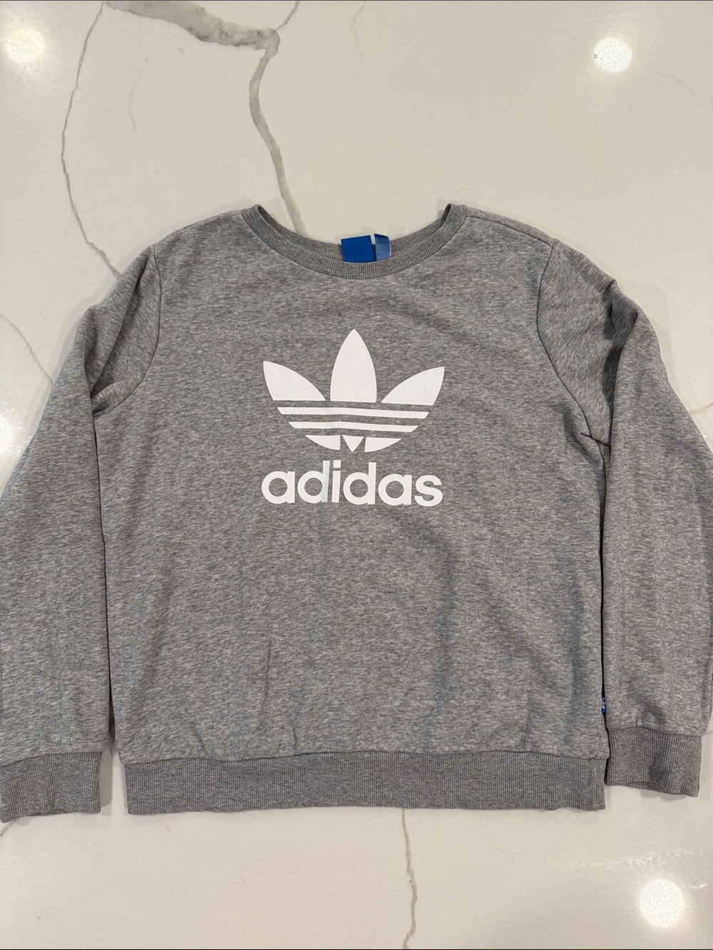 adidas Grey Crewneck Sweatshirt with White Trefoil Logo